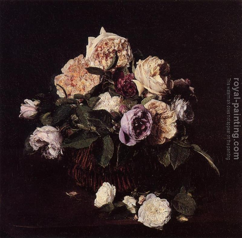 Henri Fantin-Latour : Roses in a Basket on a Table